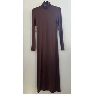 Aritzia Wilfred Womens Gemini Mock Neck L/S Dress S Cocoa Bean‎ Office Siren NWT